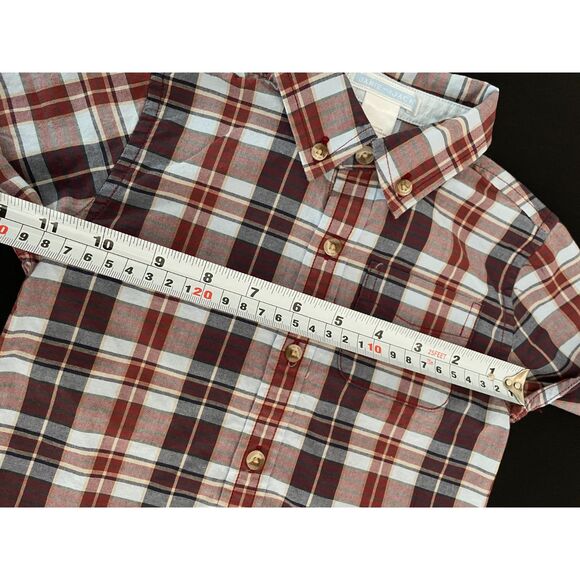 ~ Janie and Jack 12-18mo Button Down Shirt Plaid Blue Navy Burgundy Tan Cotton - Picture 5 of 7